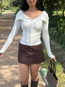 Cable Knit Zip Cardigan in Cream