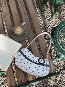 Lucy Shoulder Bag in White Polka Dot