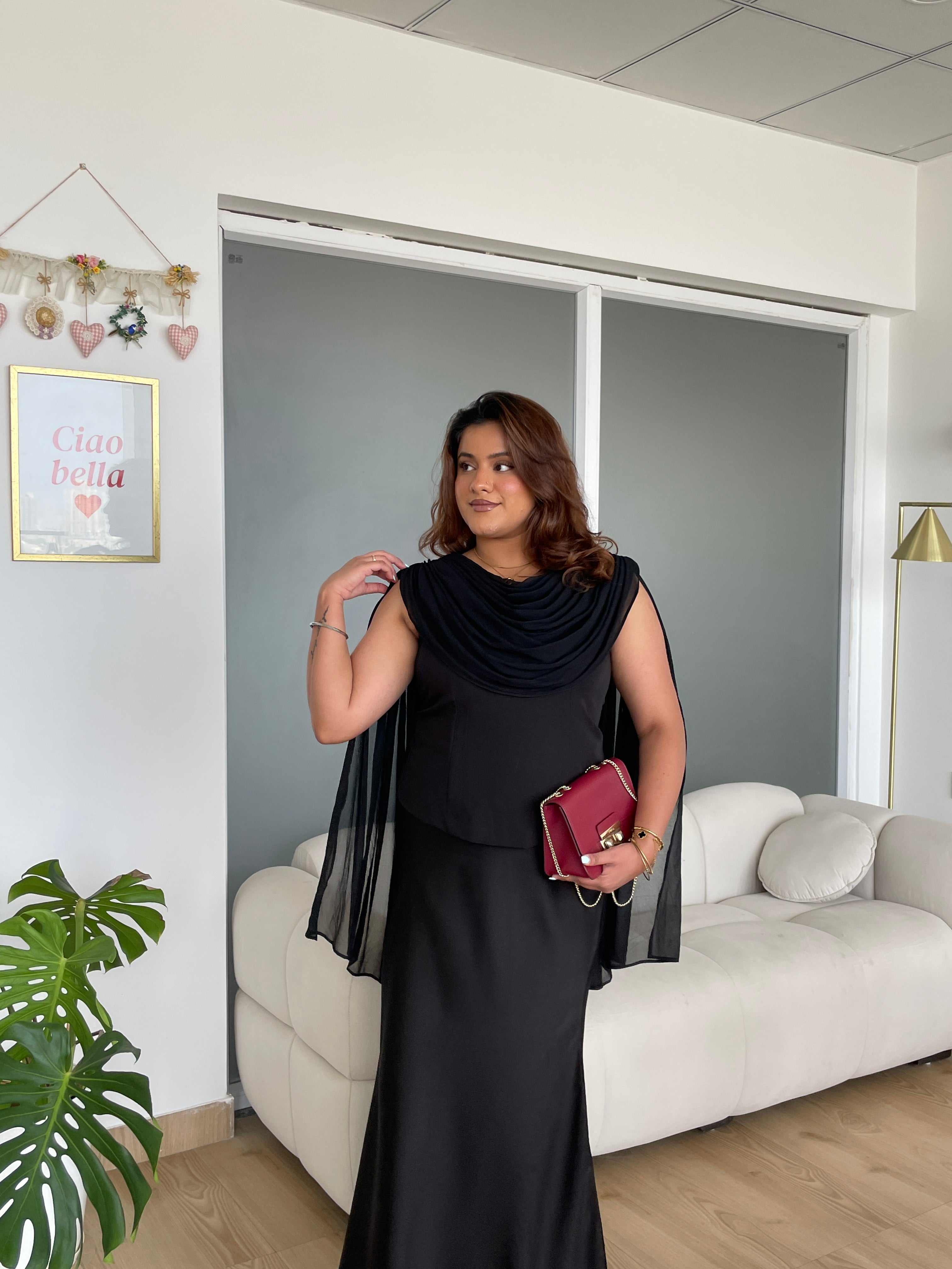 Audrey Dupatta Top in Black