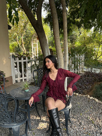 Juliette Ruffle Top in Burgundy