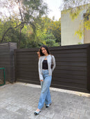 Matilda Single Button Cardigan in Grey