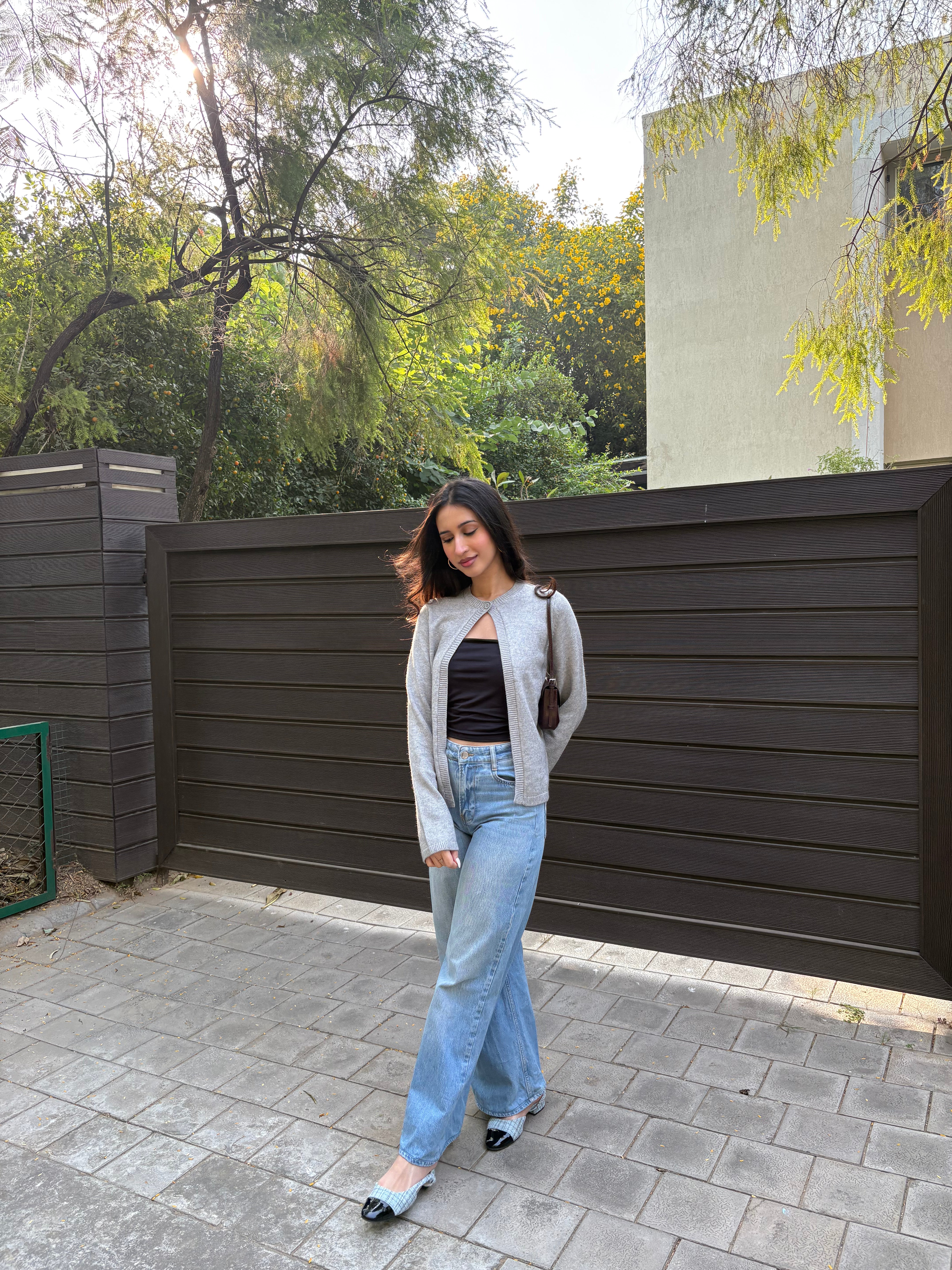 Matilda Single Button Cardigan in Grey