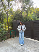 Matilda Single Button Cardigan in Grey