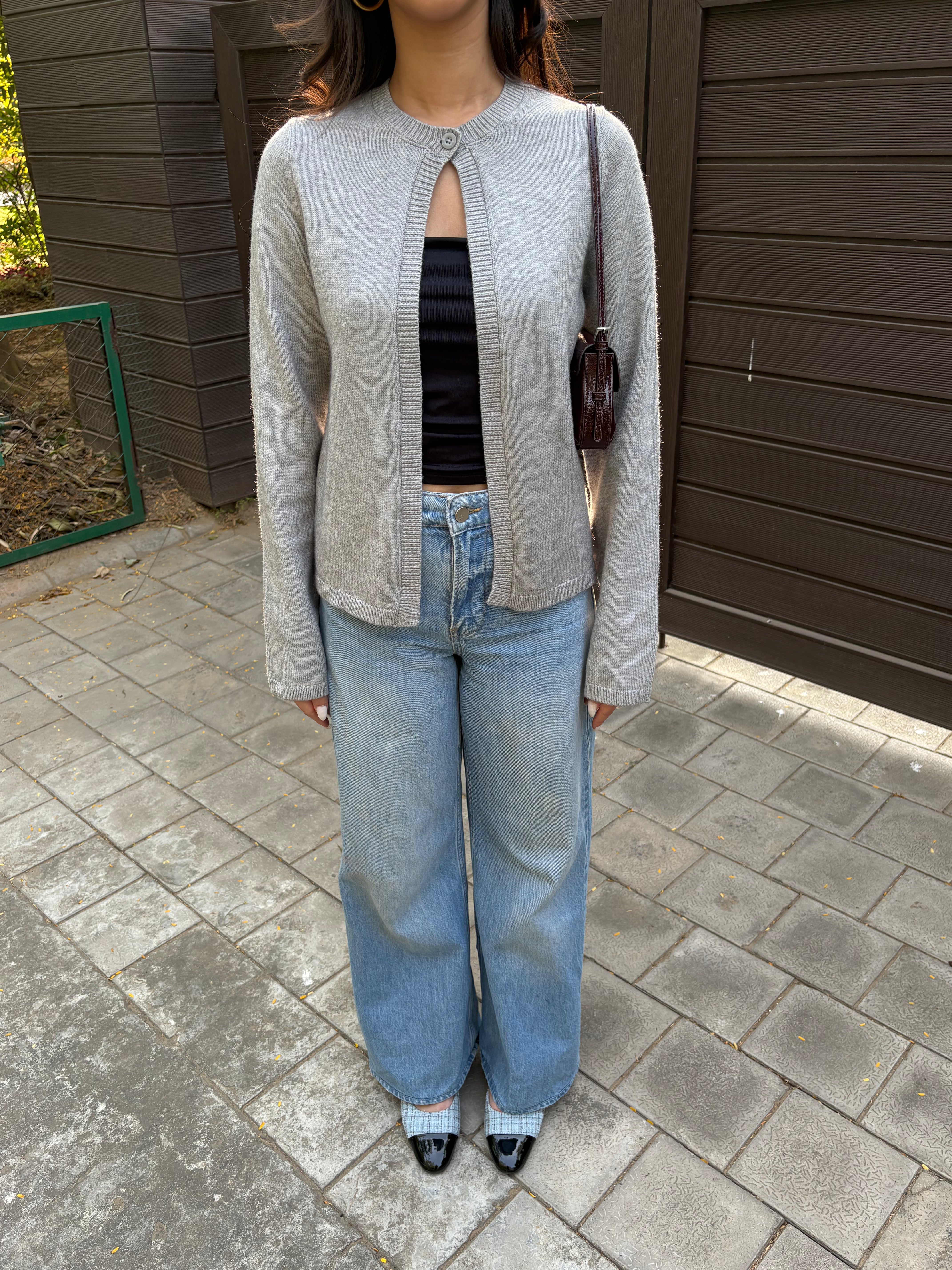 Matilda Single Button Cardigan in Grey