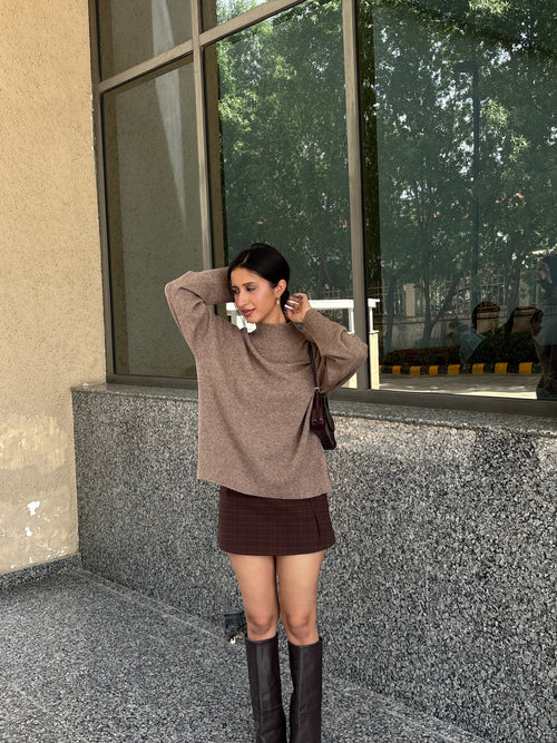 Softest Oversized Pullover in Light Brown