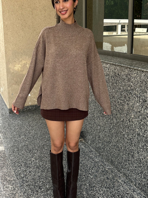 Softest Oversized Pullover in Light Brown