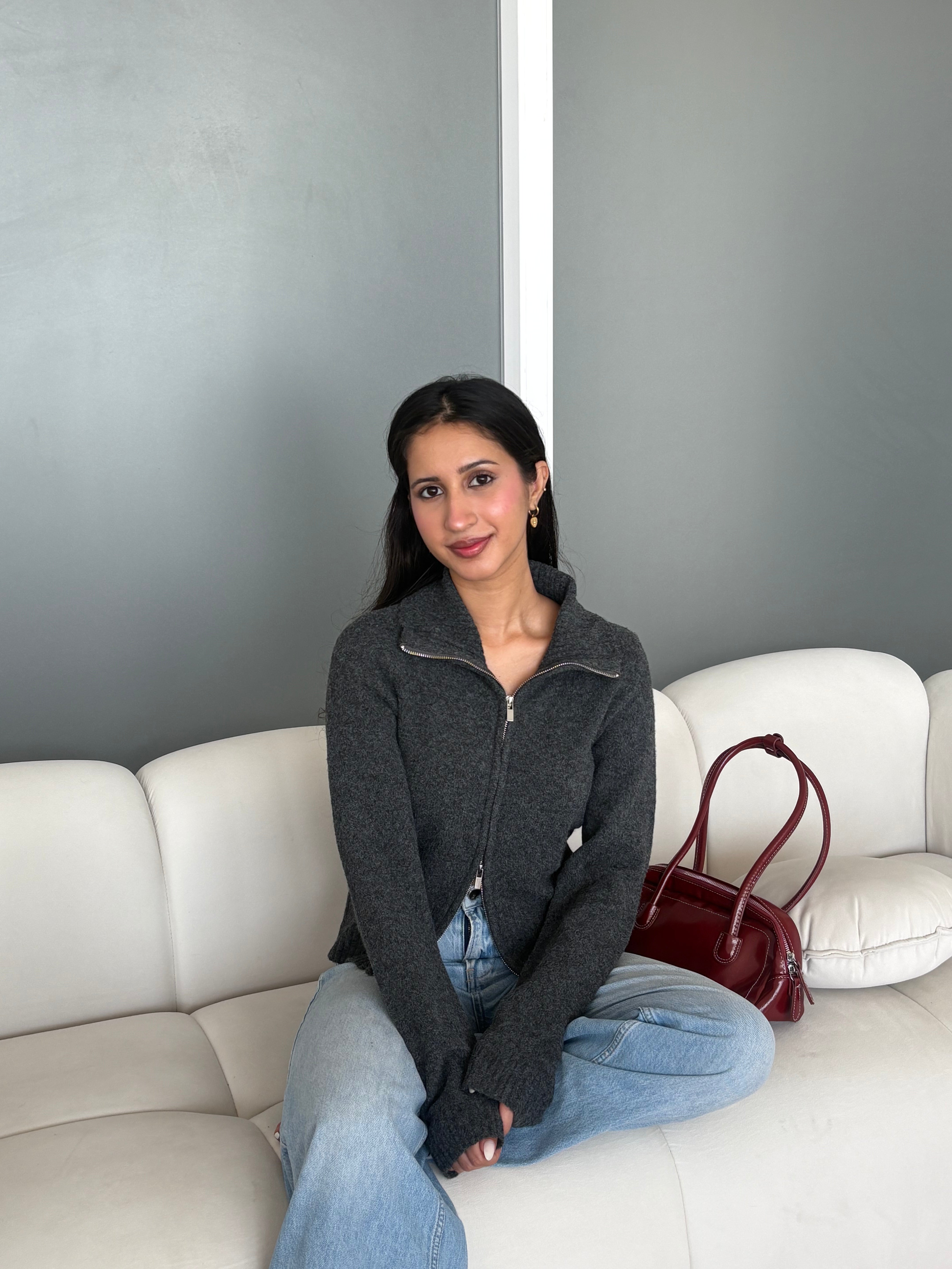 Softest Knit Zipper in Dark Grey