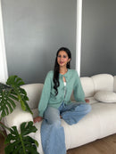 Cozy Tie-Up Cardigan in Teal