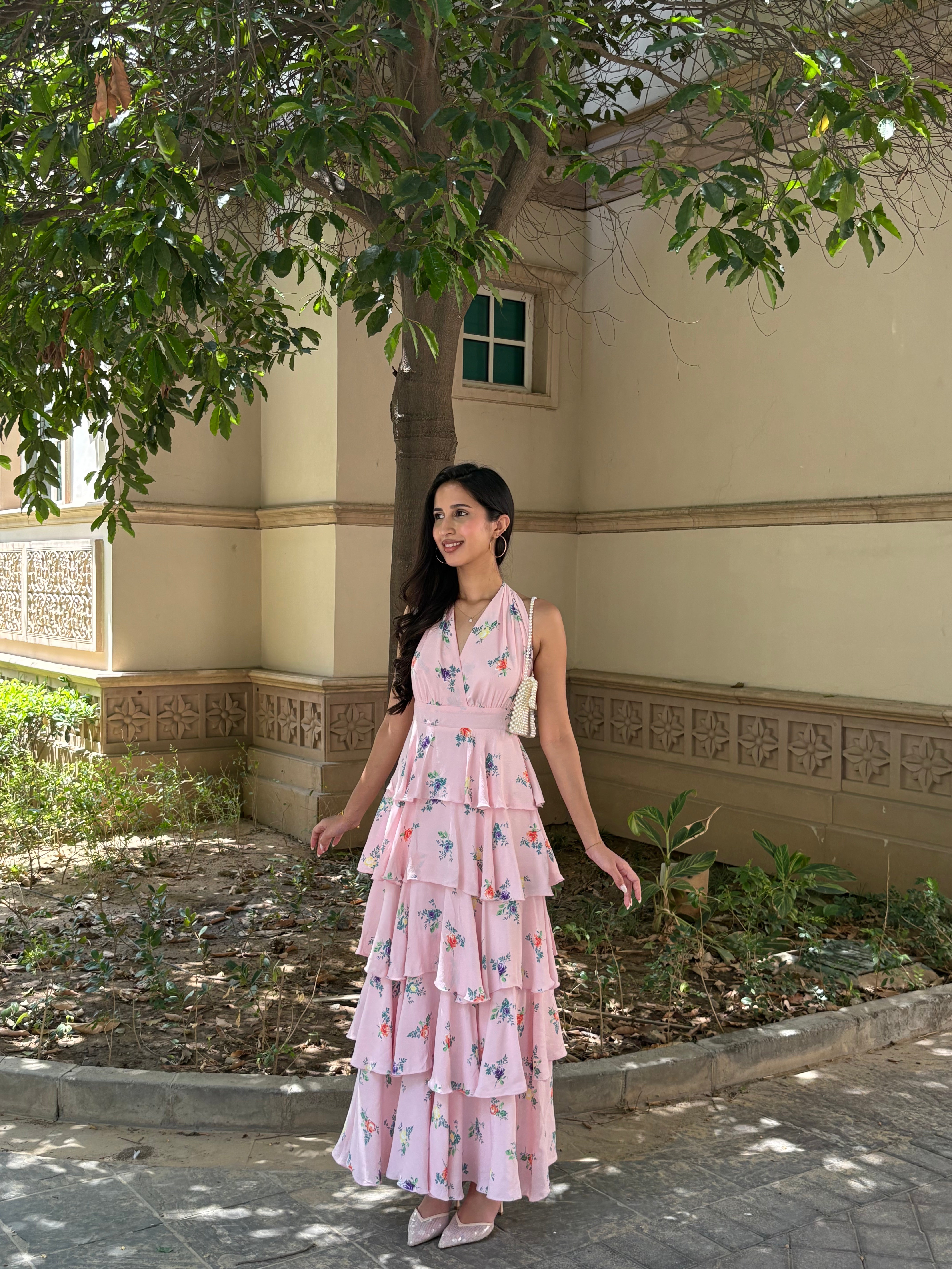 Arabelle Frill Dress in Pink Floral