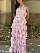 Arabelle Frill Dress in Pink Floral