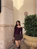Cable Knit Zip Cardigan in Burgundy