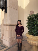Cable Knit Zip Cardigan in Burgundy
