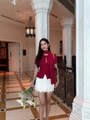 Sylvie Top with Scarf in Crimson
