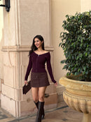 Cable Knit Zip Cardigan in Burgundy