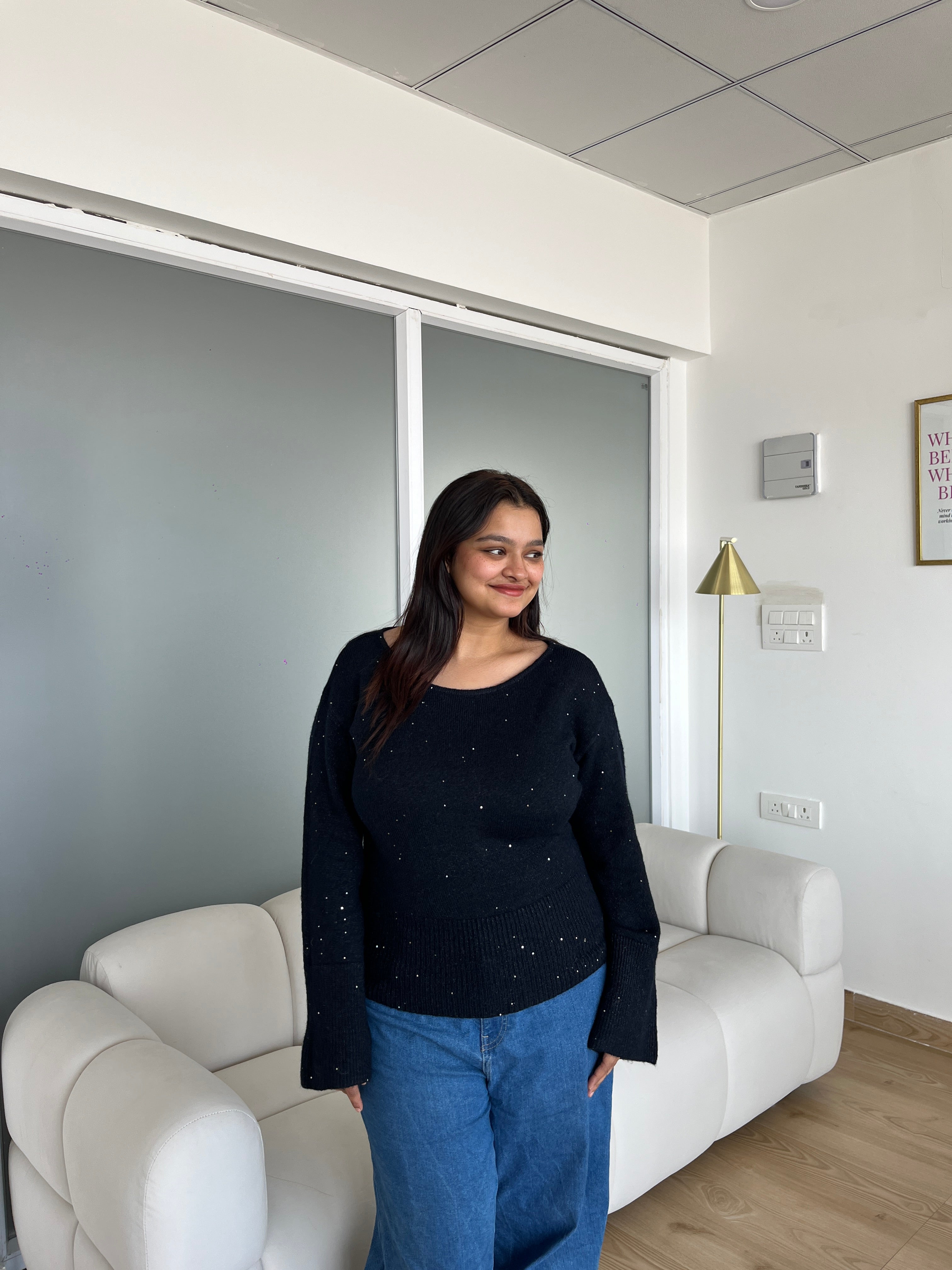 Sparkly Boat Neck Pullover