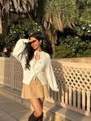 Cozy Tie-Up Cardigan in Cream