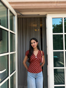 Honey Top in Brown Polka Dot