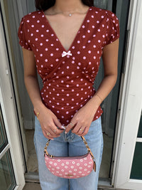 Honey Top in Brown Polka Dot