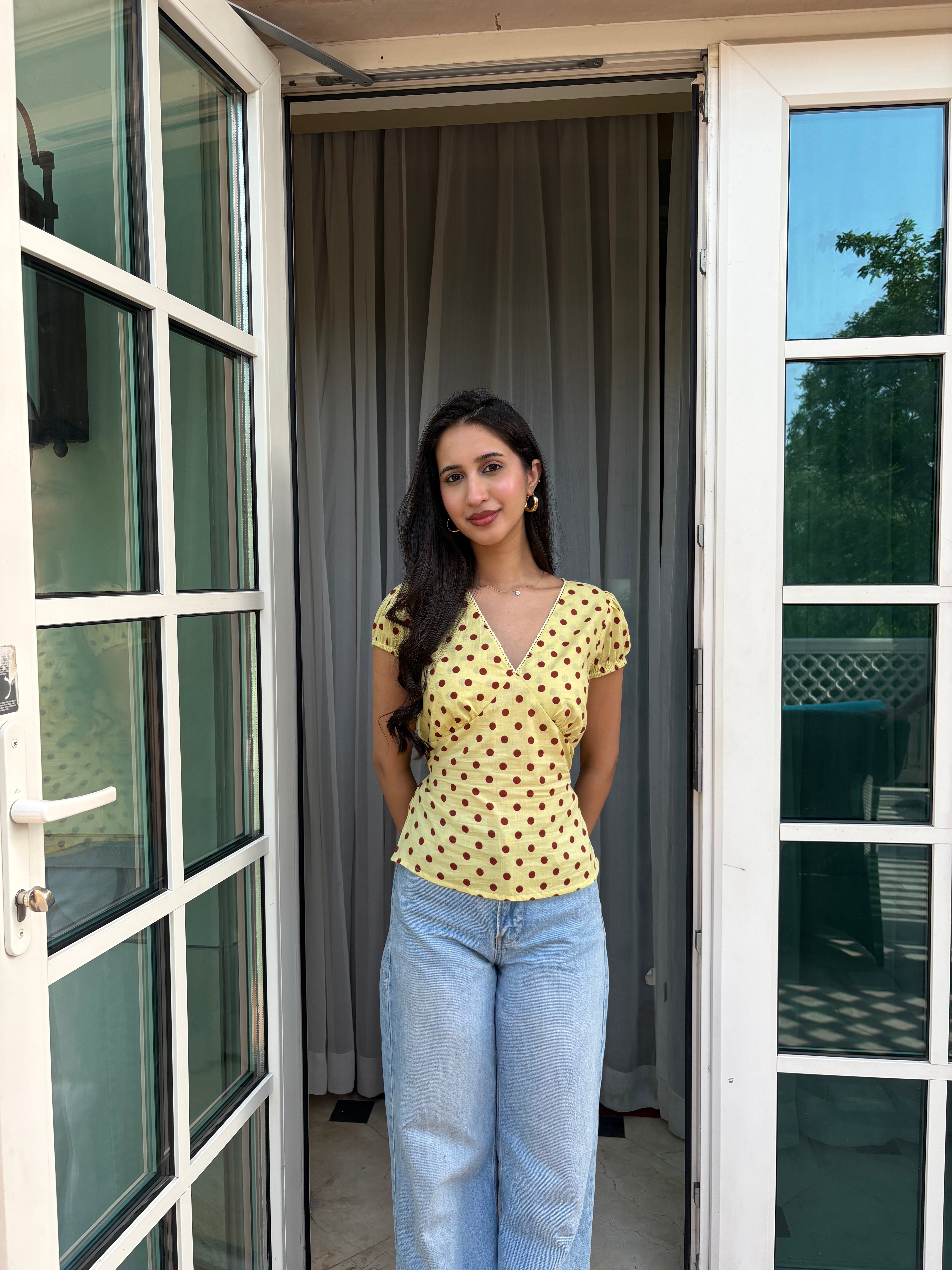 Honey Top in Yellow Polka Dot