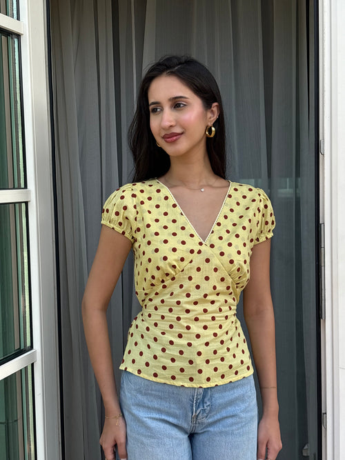 Honey Top in Yellow Polka Dot