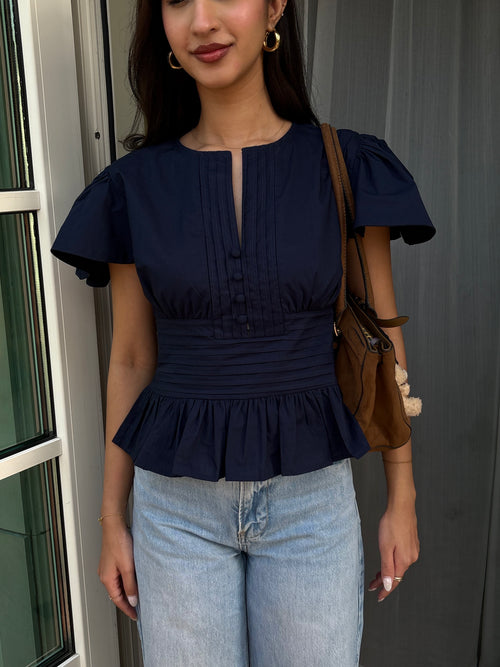 Vivienne Top in Navy- MADE TO ORDER