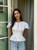 Vivienne Top in White Eyelet