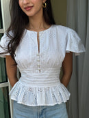 Vivienne Top in White Eyelet