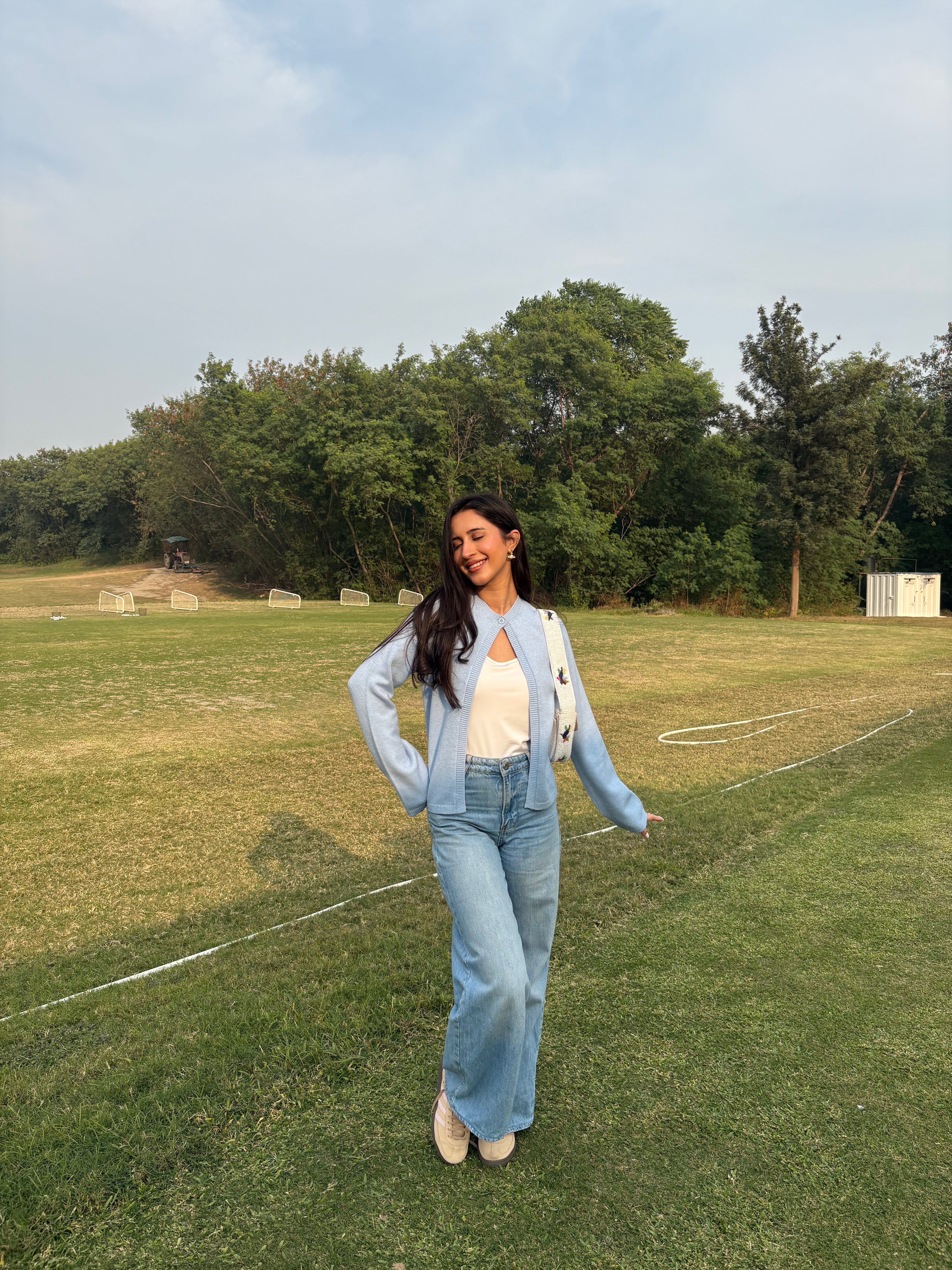 Matilda Single Button Cardigan in Blue