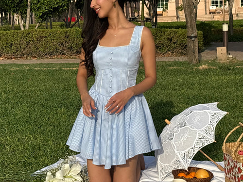 Aurora Princess Dress in Blue Gingham