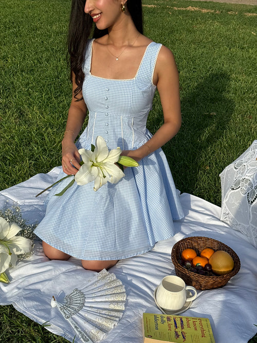 Aurora Princess Dress in Blue Gingham