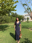 Eleanor Dress in Navy Polka Dot