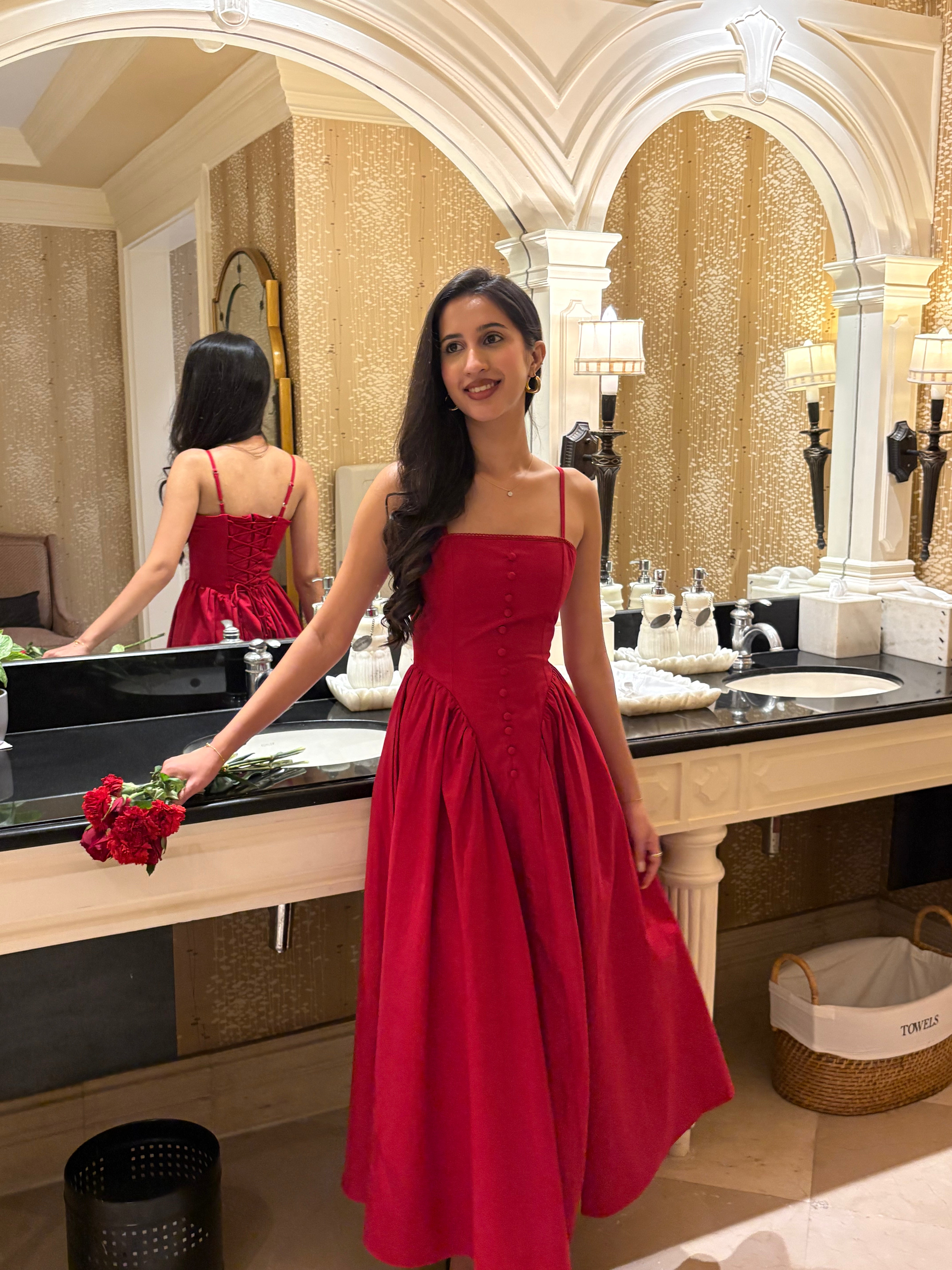 Rosalina Corset Princess Dress in Crimson- MADE TO ORDER