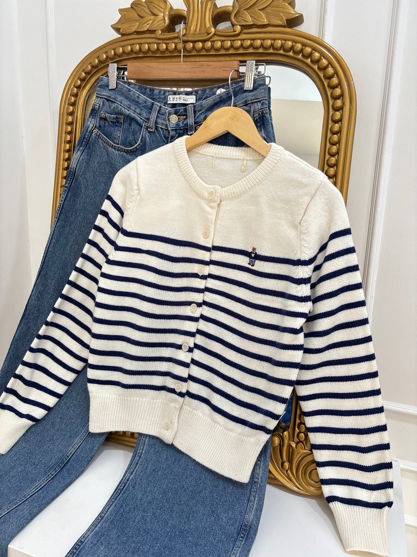 Teddy Striped Cardigan (S-M)