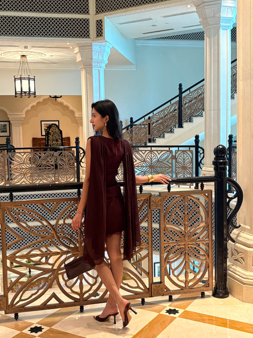 Audrey Dupatta Top in Burgundy