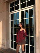 Juliette Ruffle Top in Burgundy