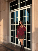Juliette Ruffle Top in Burgundy