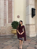 Audrey Dupatta Top in Burgundy