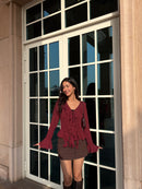 Juliette Ruffle Top in Burgundy