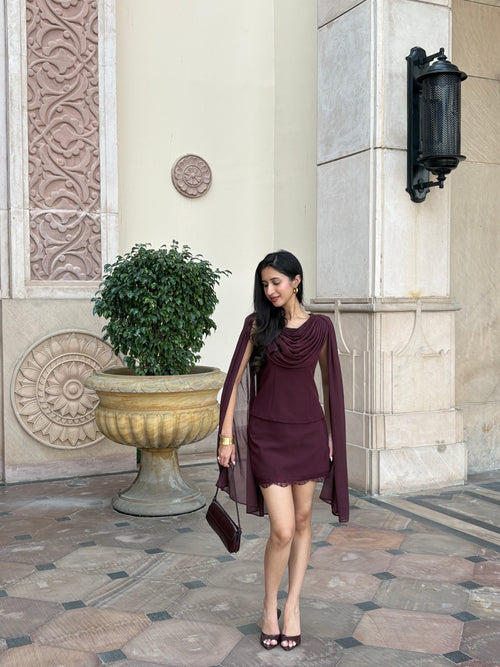 Audrey Dupatta Top in Burgundy