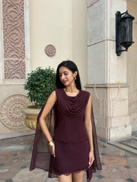 Audrey Dupatta Top in Burgundy