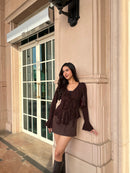 Juliette Ruffle Top in Brown