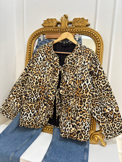 Cheetah Quilted Tie-Up Jacket (XS-2XL)