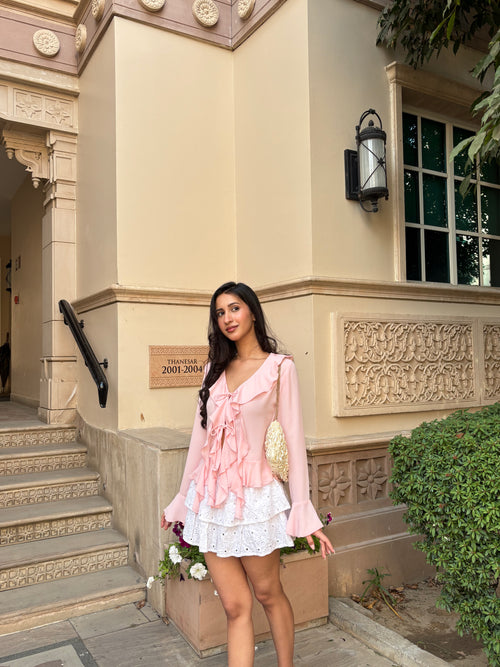 Juliette Ruffle Top in Blush