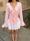 Juliette Ruffle Top in Blush
