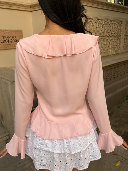 Juliette Ruffle Top in Blush