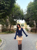 Juliette Ruffle Top in Navy