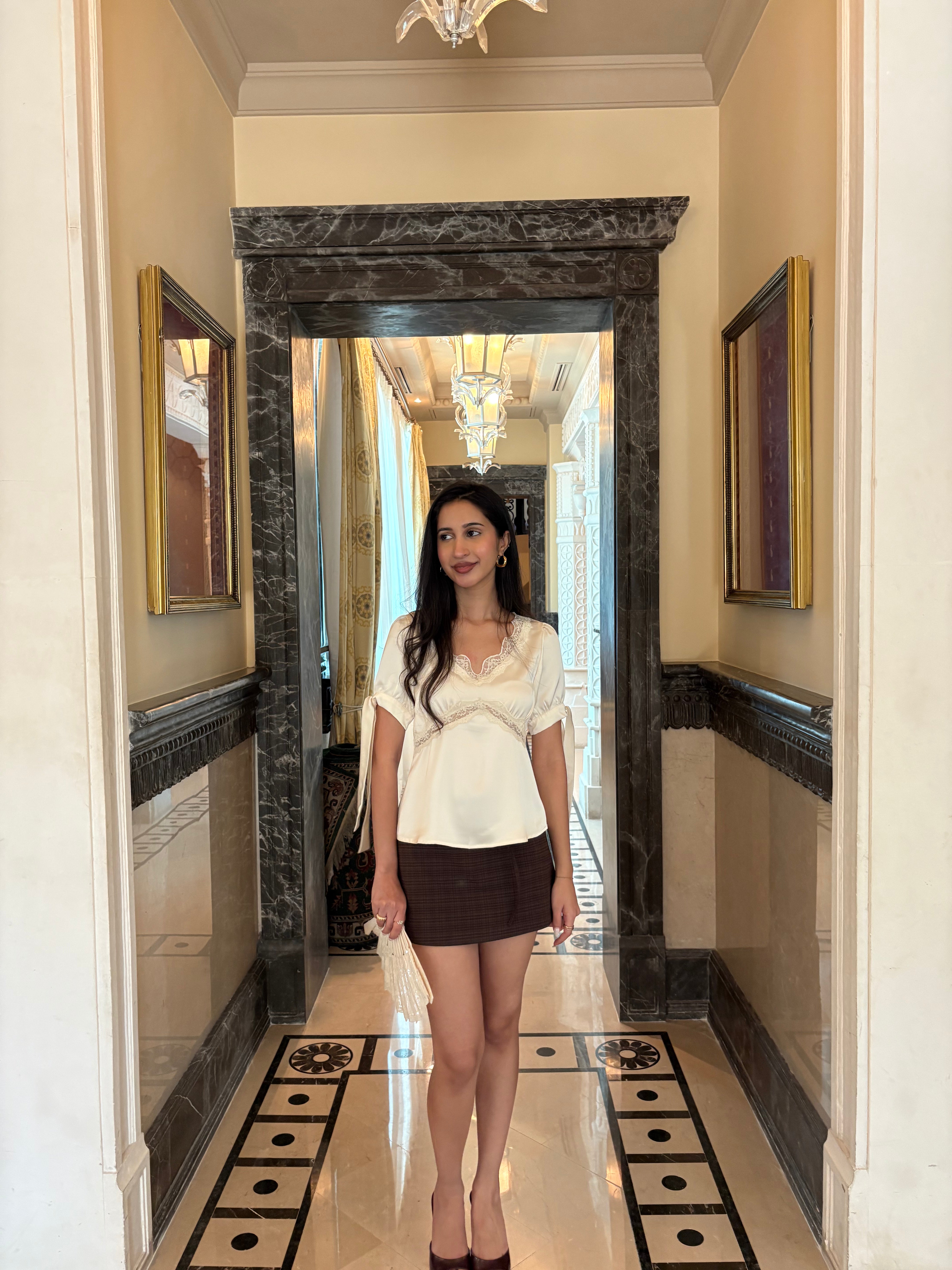 Lucine Satin Top in Cream