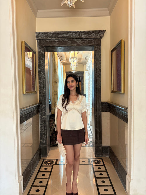 Lucine Satin Top in Cream