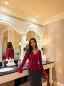 Juliette Ruffle Top in Crimson