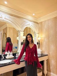 Juliette Ruffle Top in Crimson
